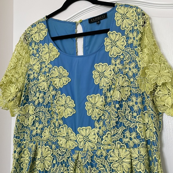 Yellow Floral Lace Overlay Dress - Picture 2 of 4